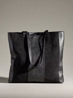 Clare V Bande Tote - Black Leather & Suede